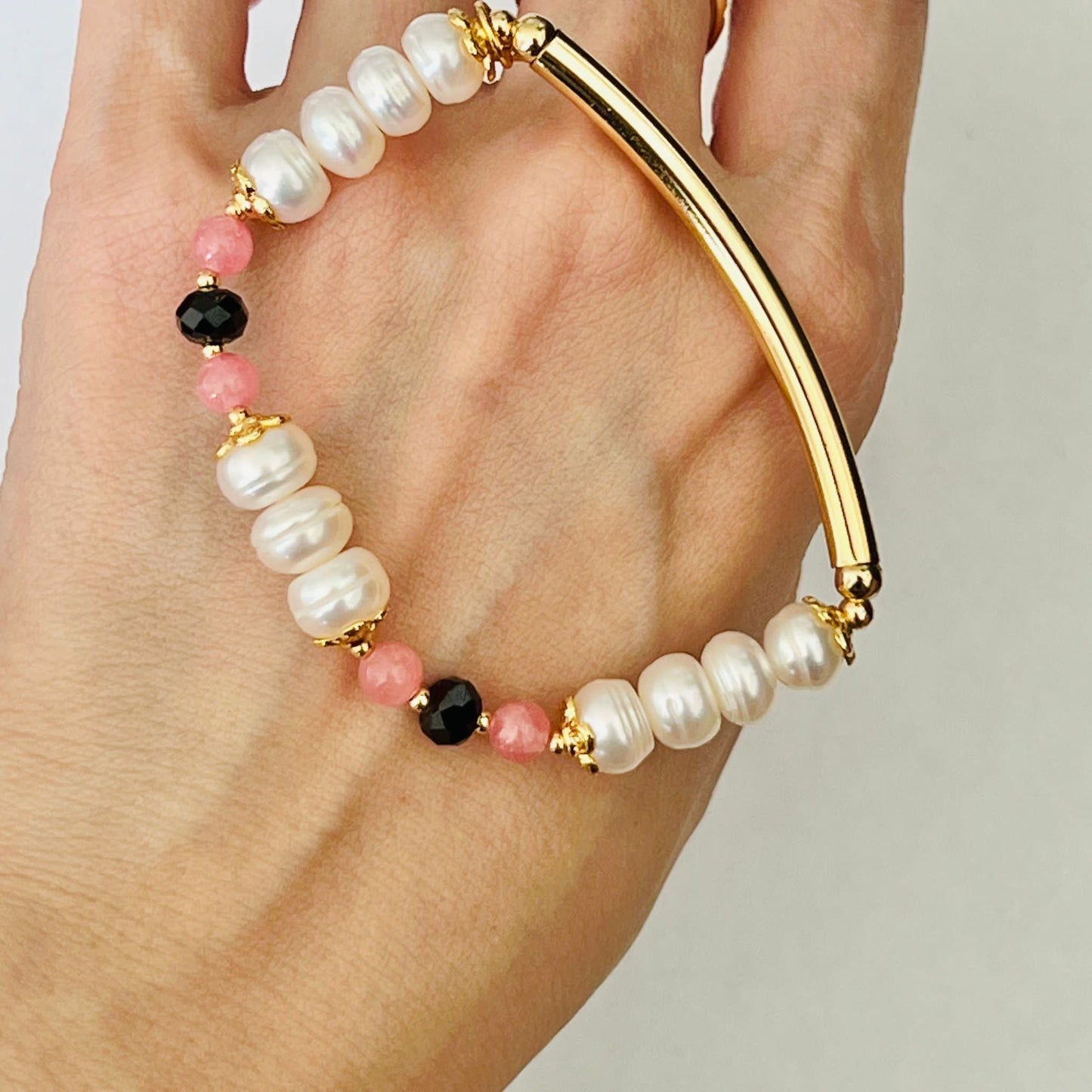 Pearls & Rhodochrosite Diadem Bracelet