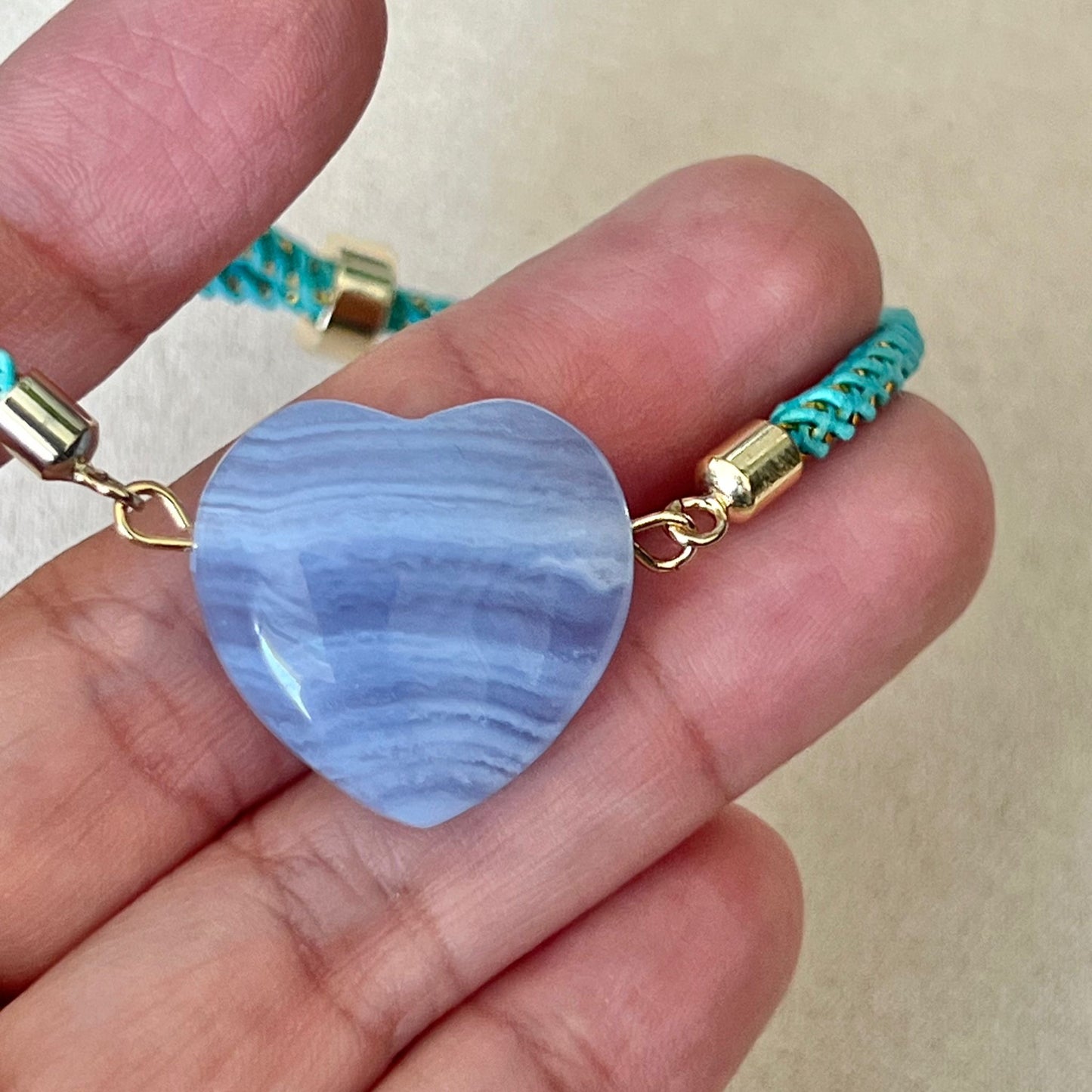 Blue Lace Agate Heart Girl Bracelet