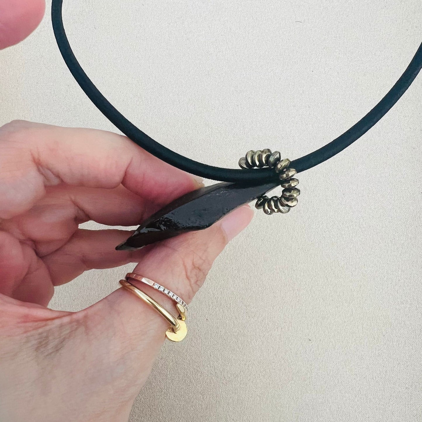 Forest Ammonite Silk Cord Necklace