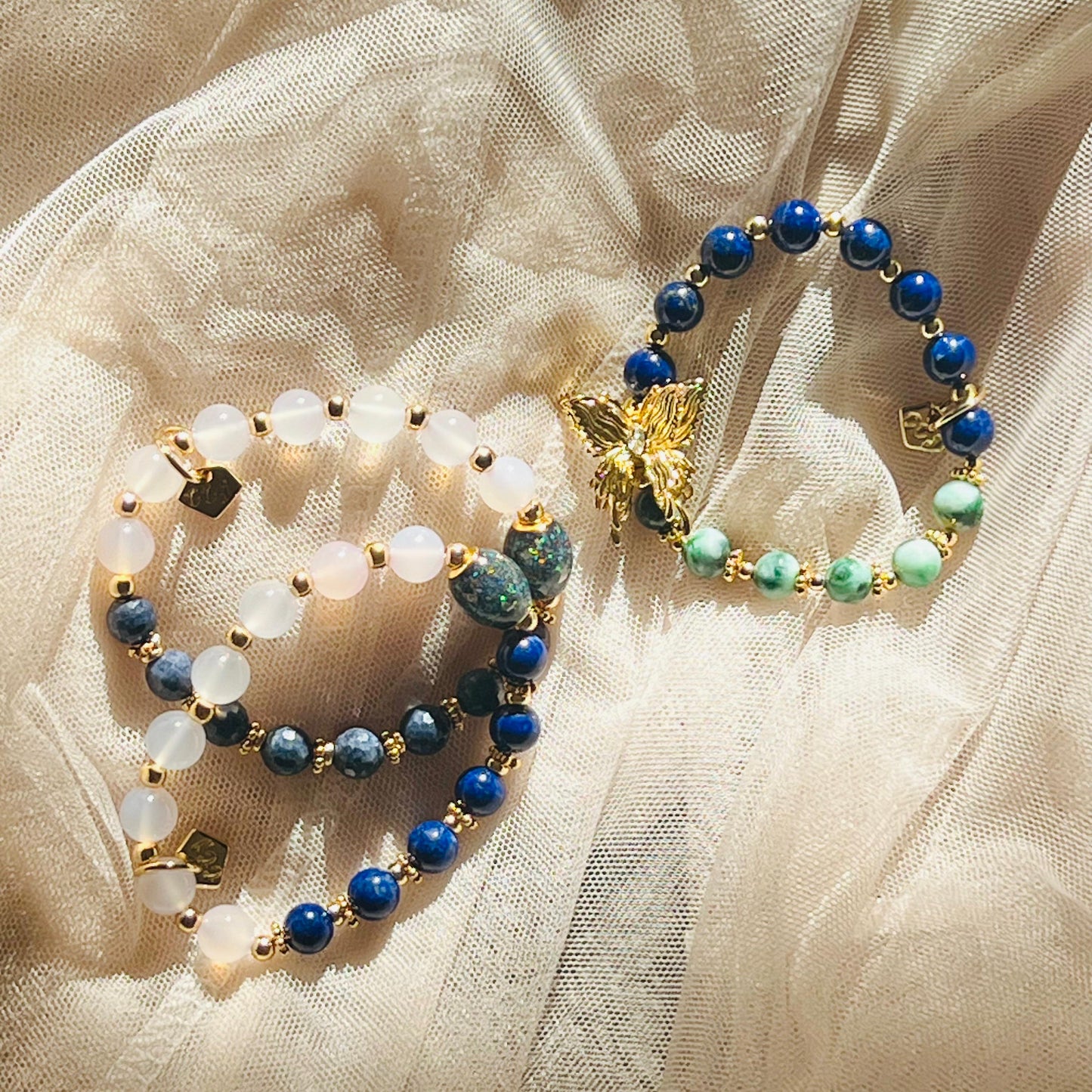 Ethiopian Opal, Yan Yuan Agate & Lapis Lazuli Baby Bracelet