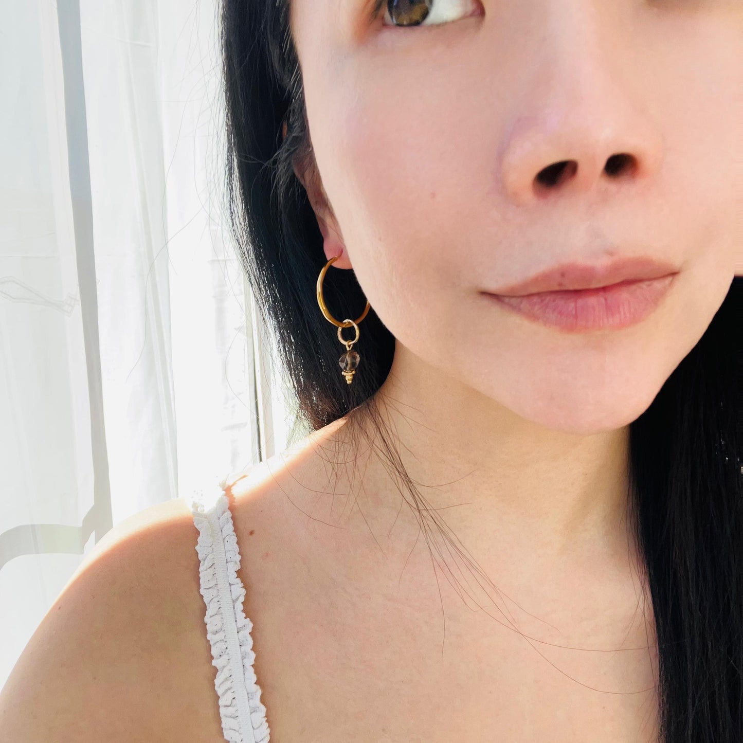 Smoky Quartz Hoop Earrings