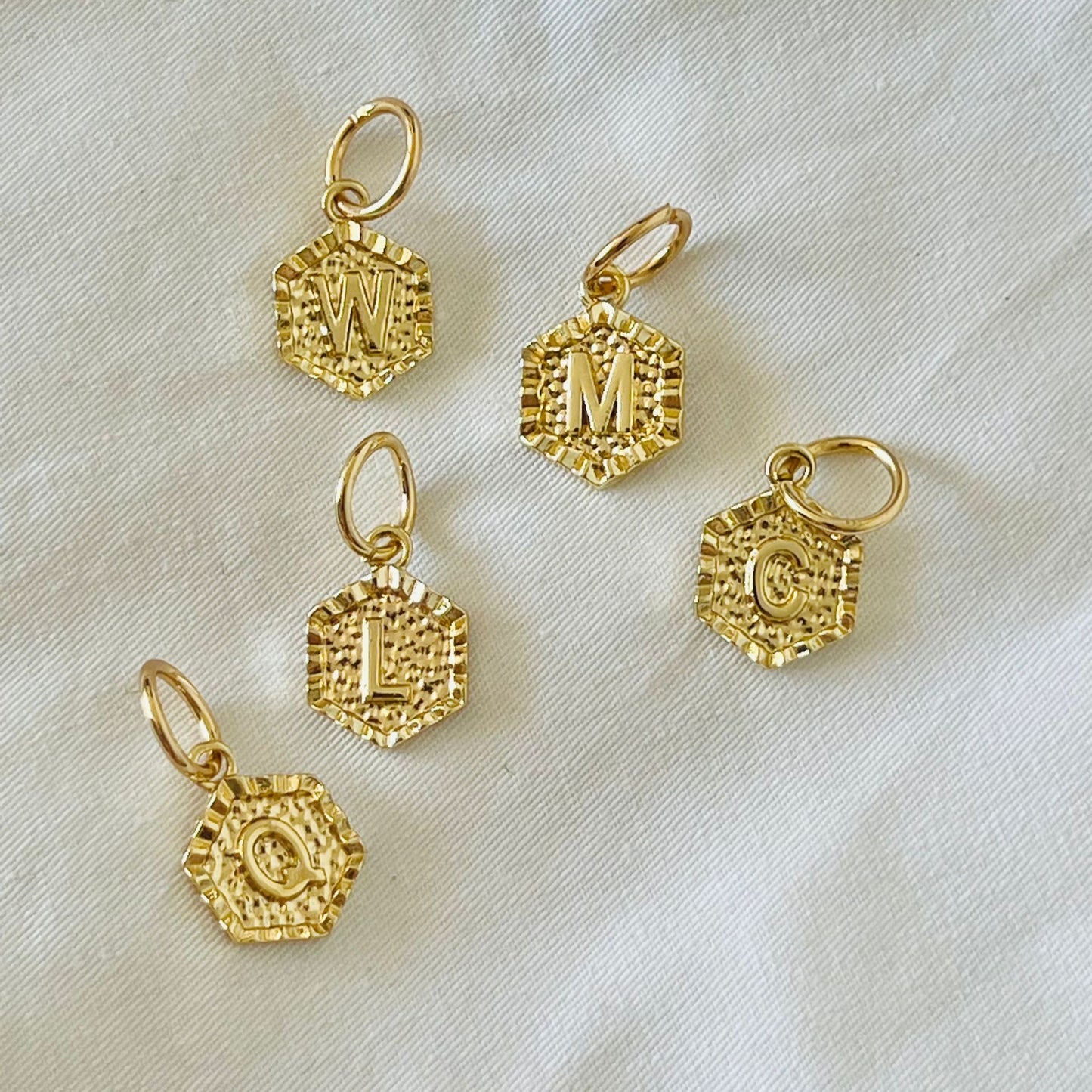 Hexagon Letter Charm