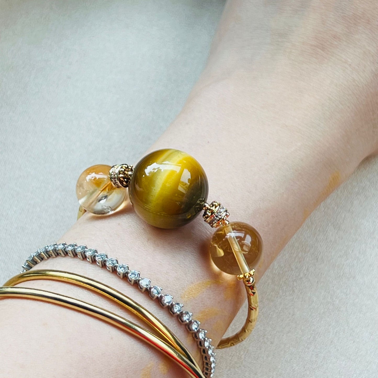 Charmed Citrine & Honey Tigereye Diadem Bracelet