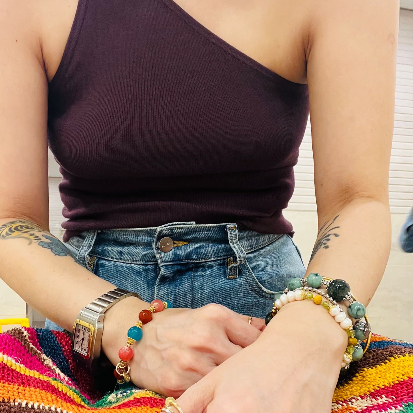 Amazonite, Carnelian & Rhodochrosite Bracelet