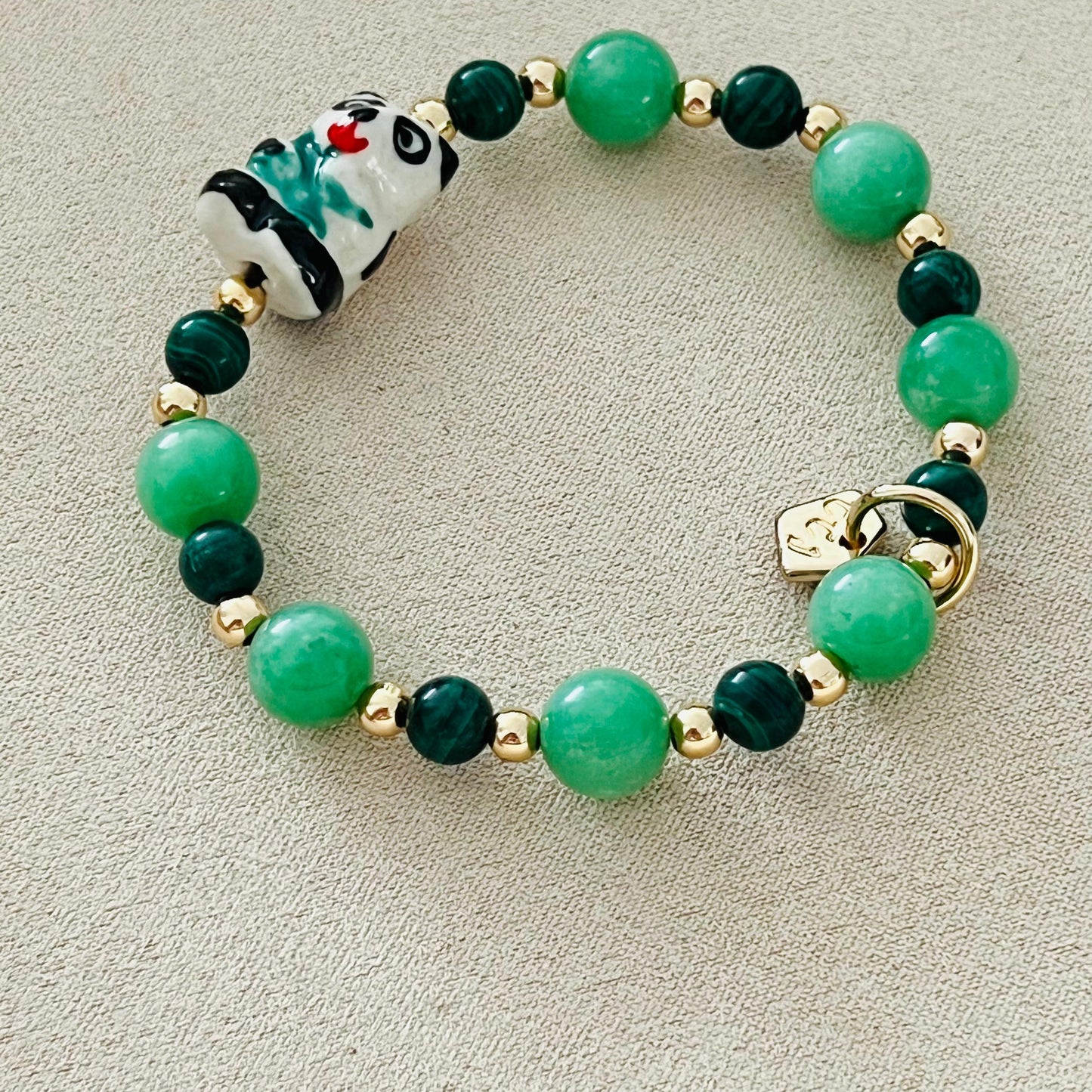 Variscite & Malachite Prosperous Panda Bracelet