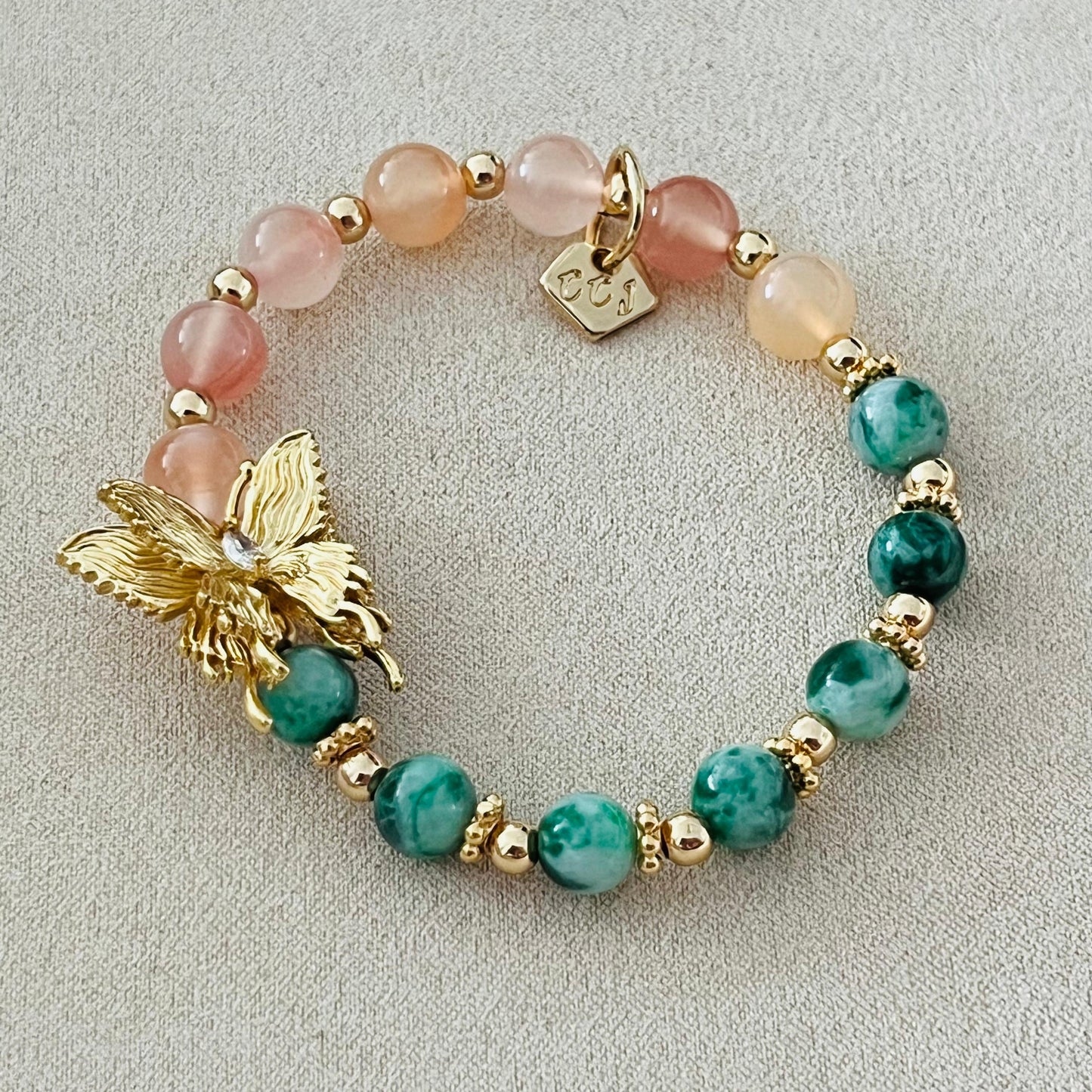 Jade & Yan Yuan Agate Butterfly Baby Bracelet