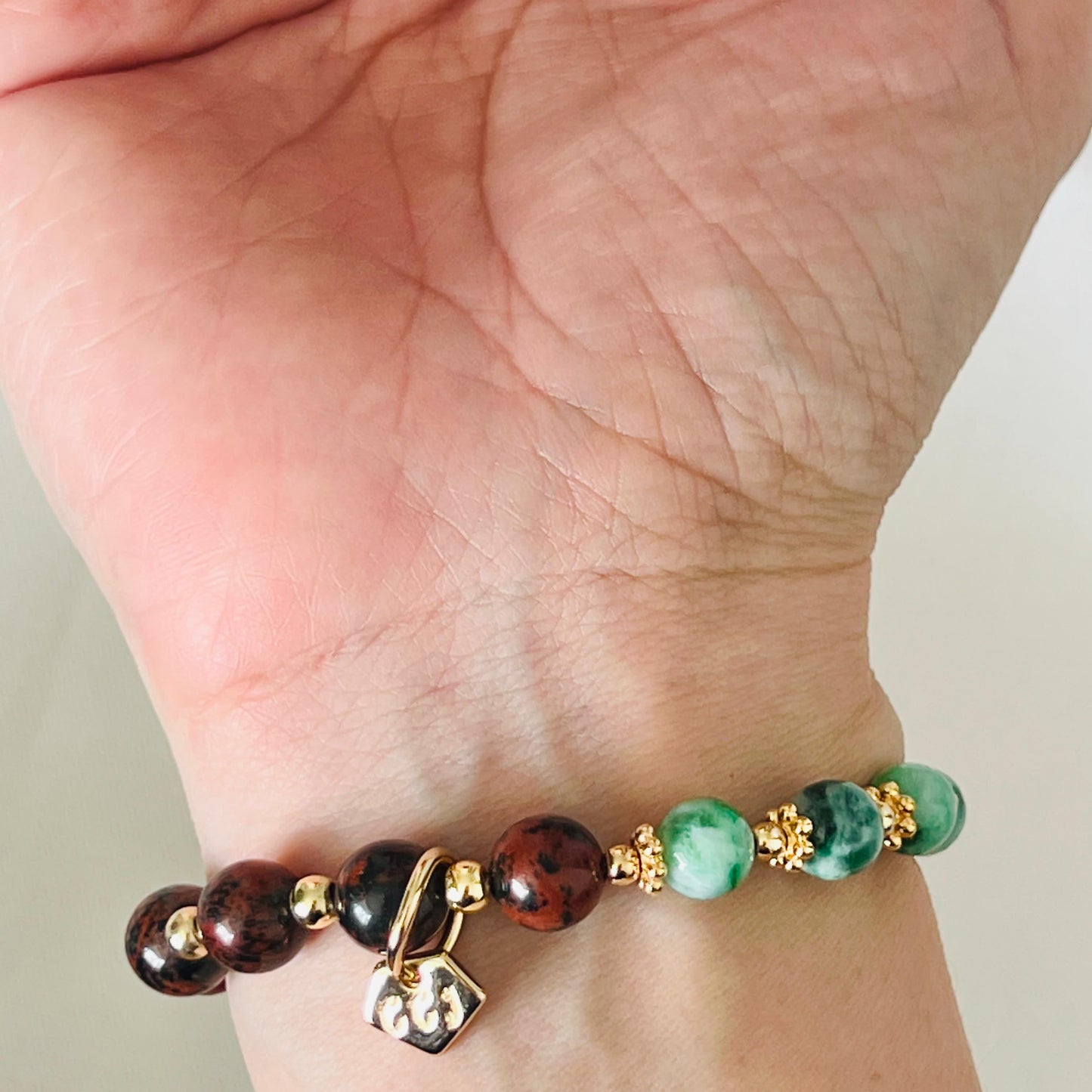 Jade & Mahagony Obsidian Butterfly Baby Bracelet
