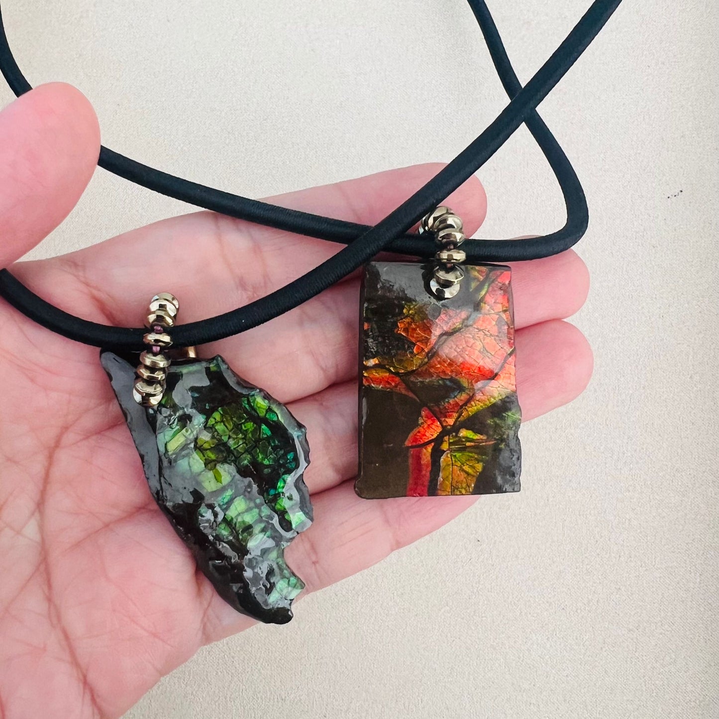 Forest Ammonite Silk Cord Necklace