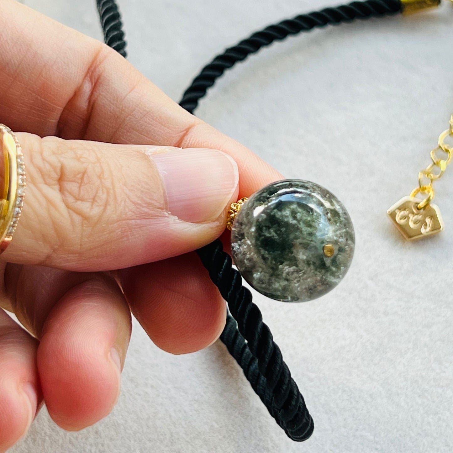 Green Phantom Quartz Silk Twist Necklace
