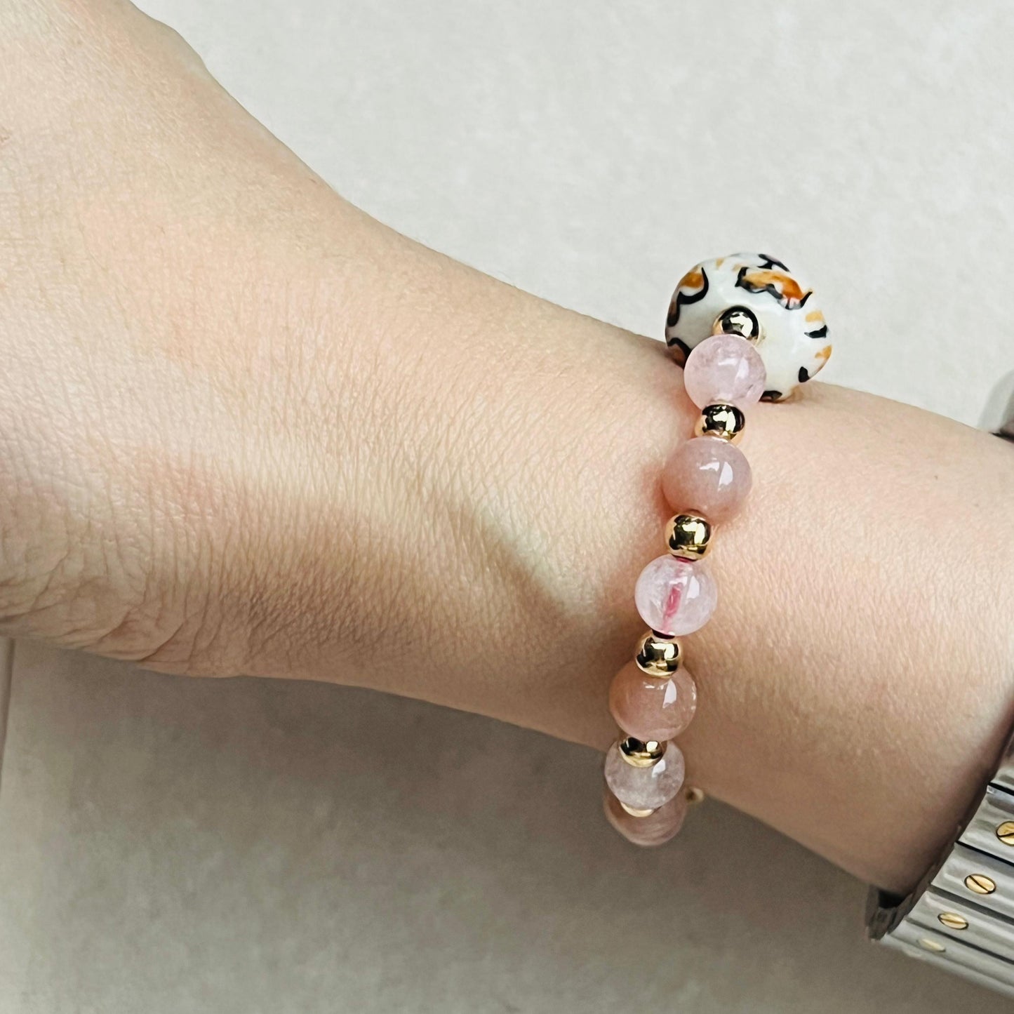 Morganite & Sunstone Cuddlies Bracelet