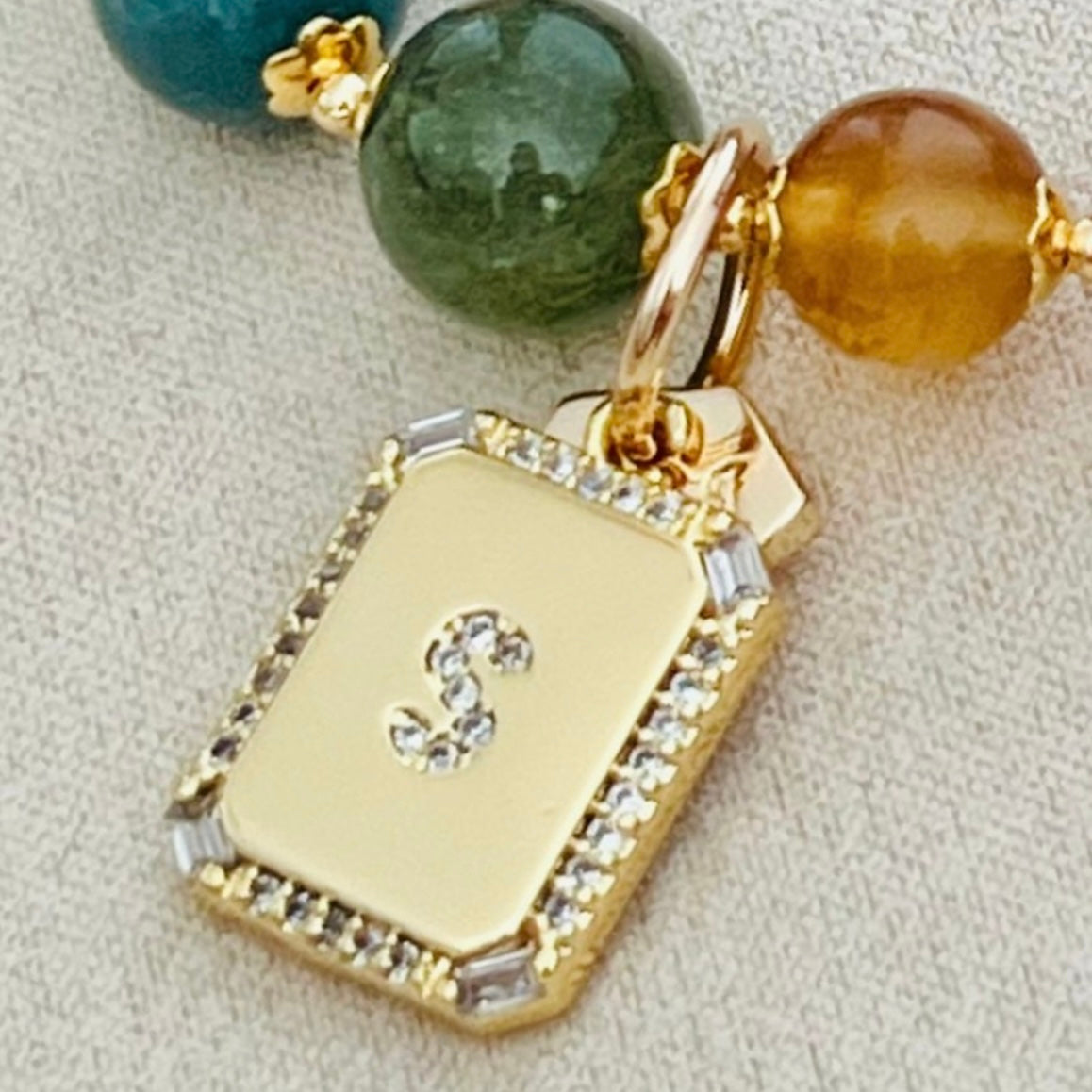 Portrait Rhinestone Letter Charm