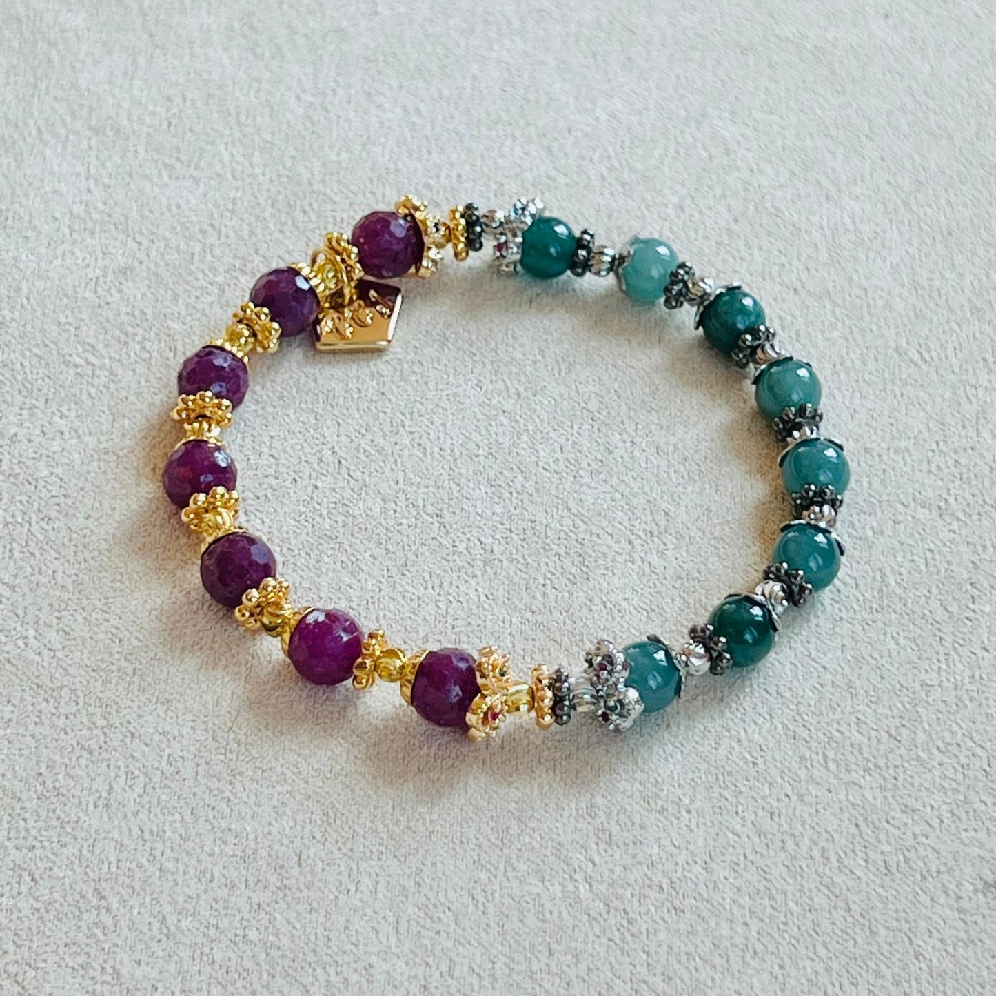 Blue Jade & Ruby Baby Bracelet