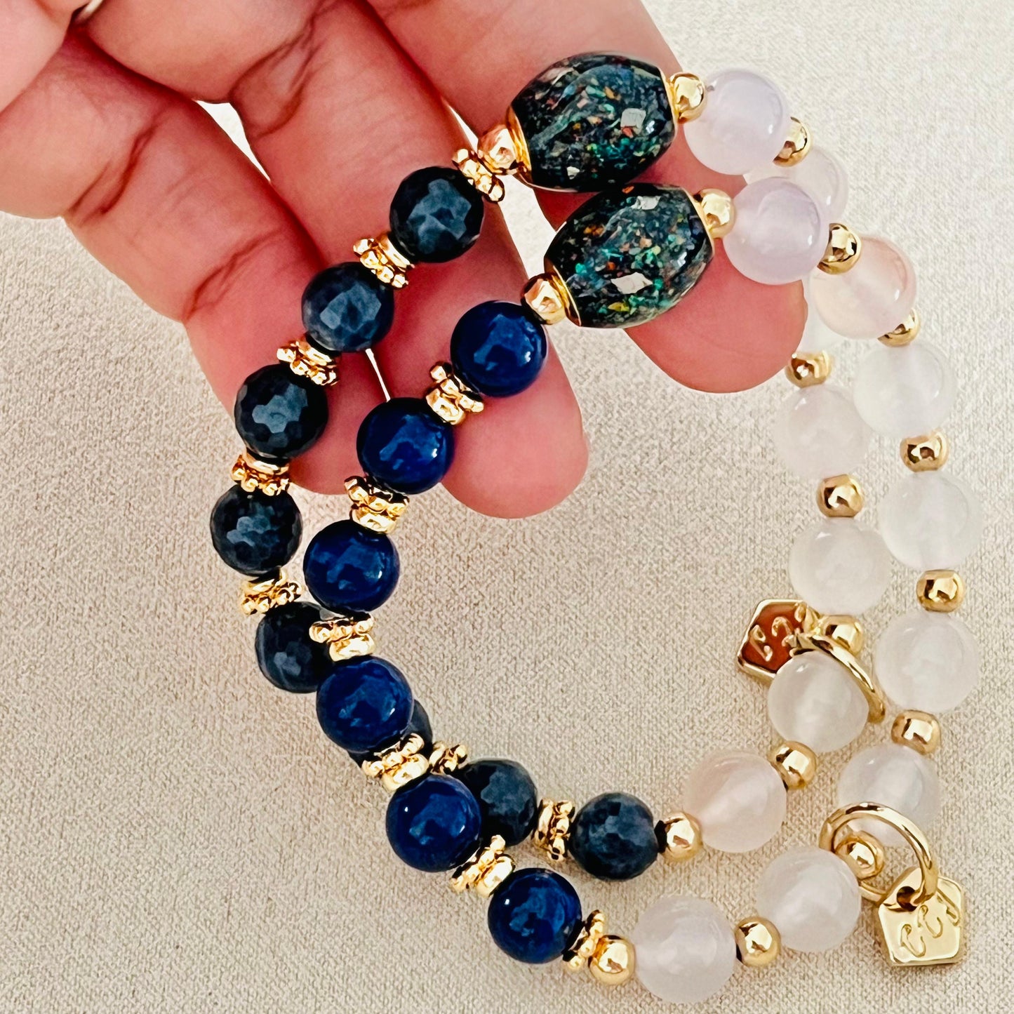 Ethiopian Opal, Yan Yuan Agate & Lapis Lazuli Baby Bracelet