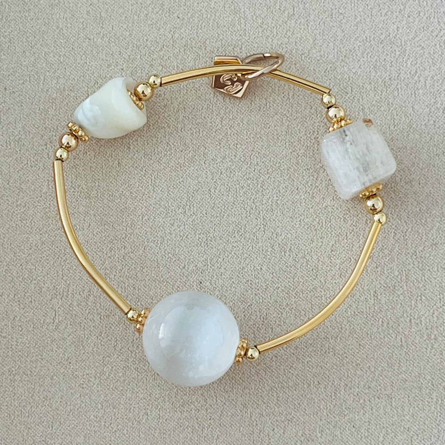 Mother Of Pearl, Selenite & White Kunzite Juicy La Grace Bracelet