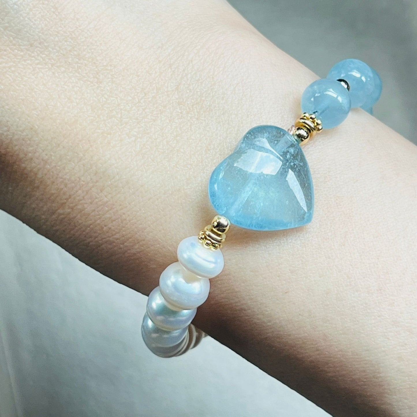 Aquamarine & Pearls Bracelet