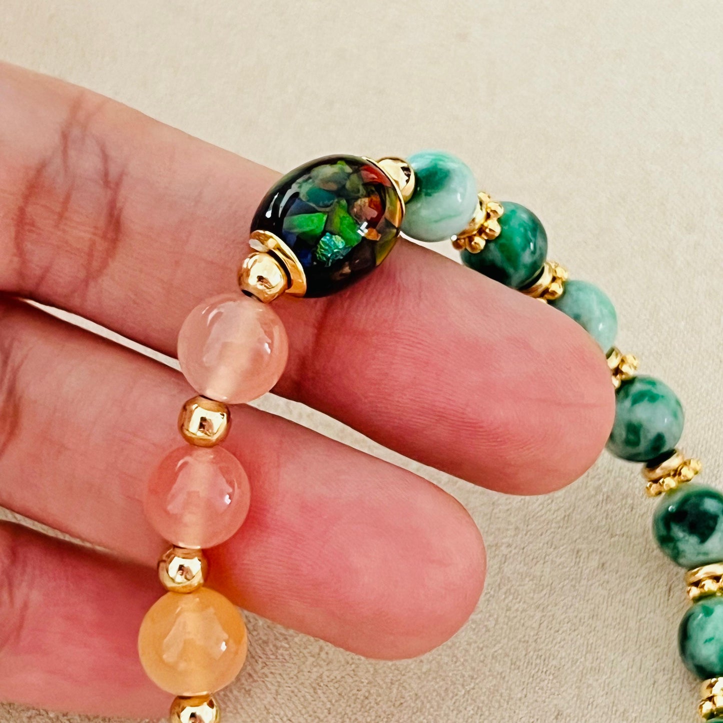 Ammonite, Yan Yuan Agate & Jade Baby Bracelet