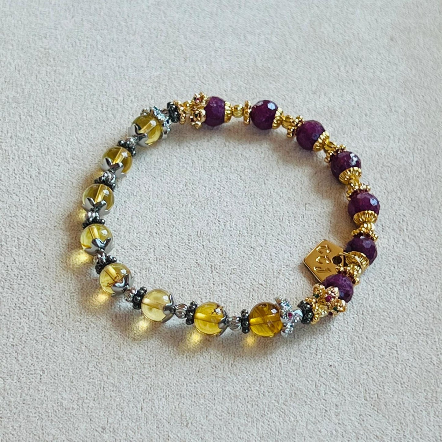 Ruby & Blue Amber Baby Bracelet