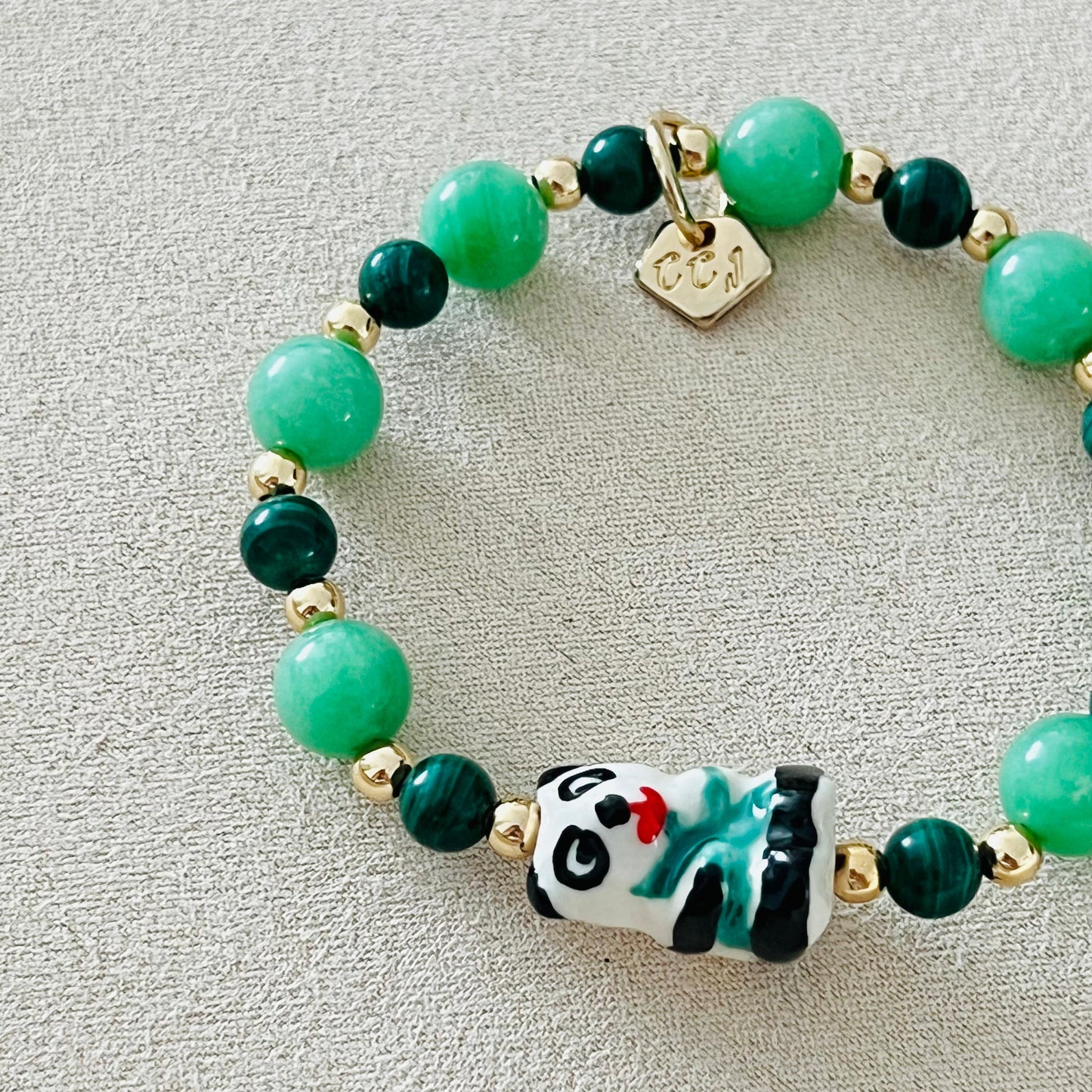 Variscite & Malachite Prosperous Panda Bracelet