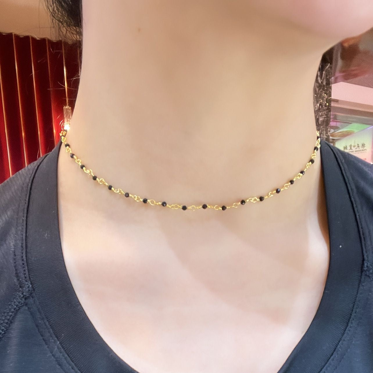 Black Spinel Choker Necklace