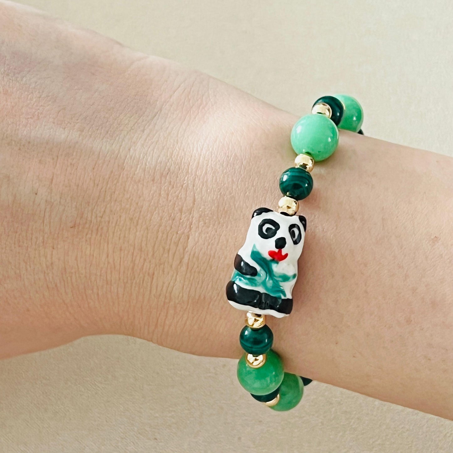 Variscite & Malachite Prosperous Panda Bracelet