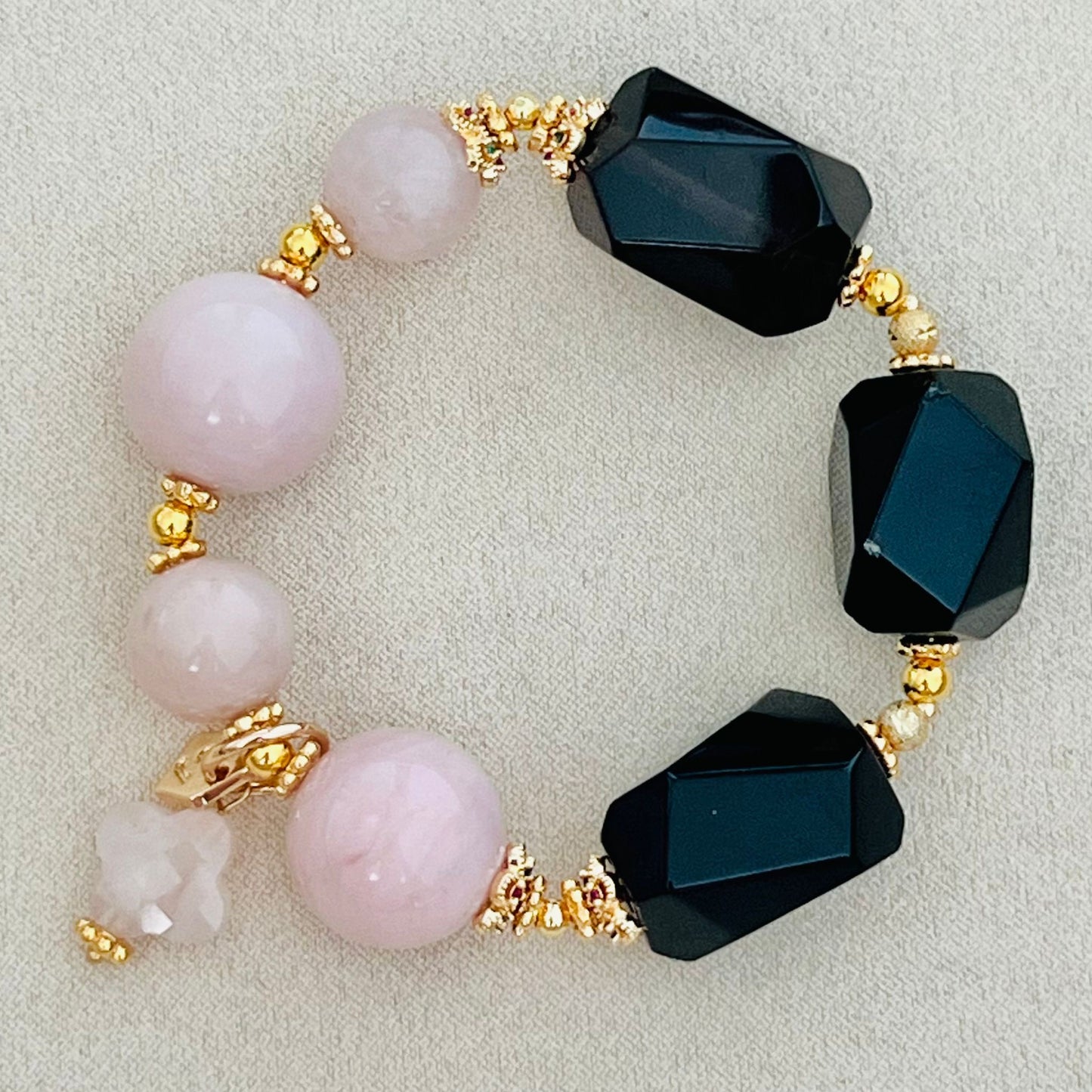 Raw Smoky Quartz & Pinks Moon Bracelet