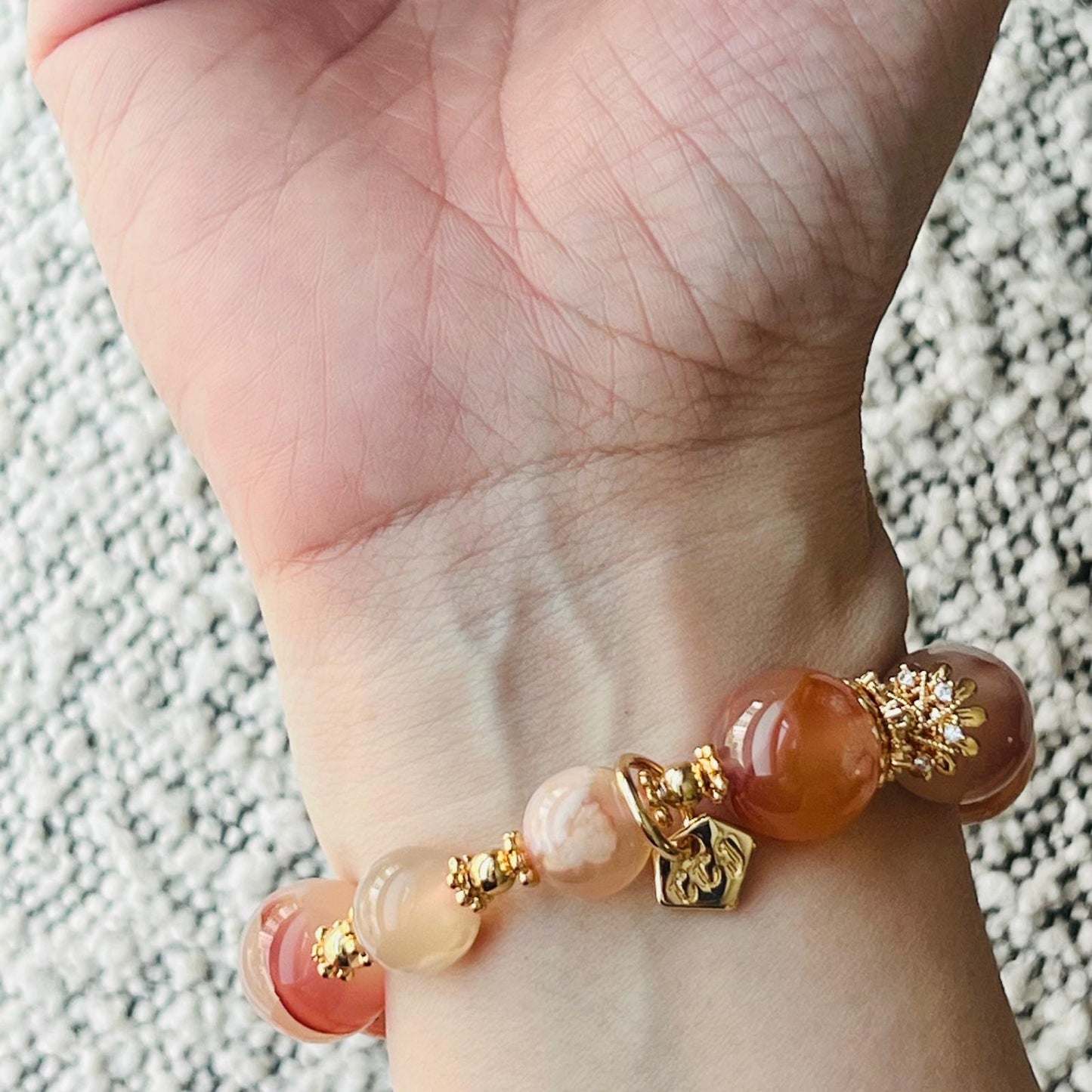 Peach Sakura Agate Supreme Bracelet