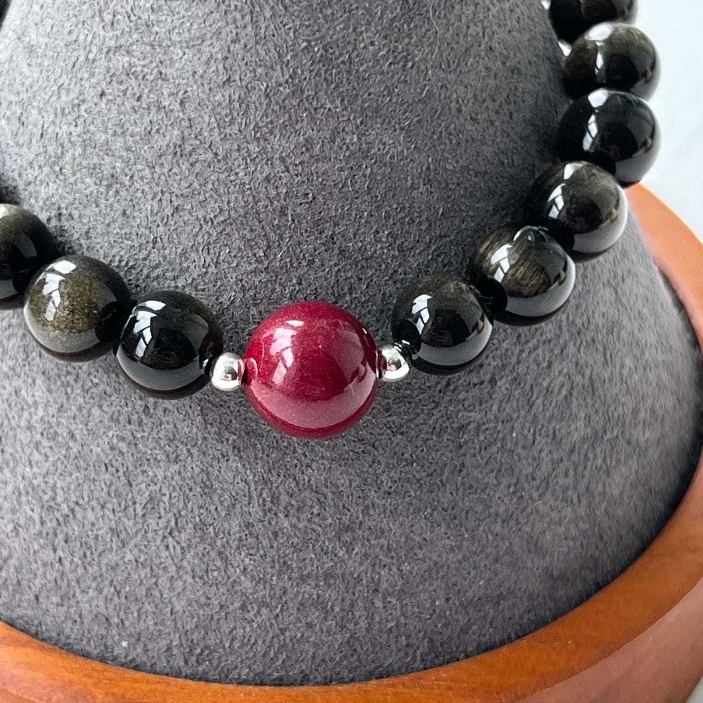 Cinnabar & Gold Sheen Obsidian Men Bracelet