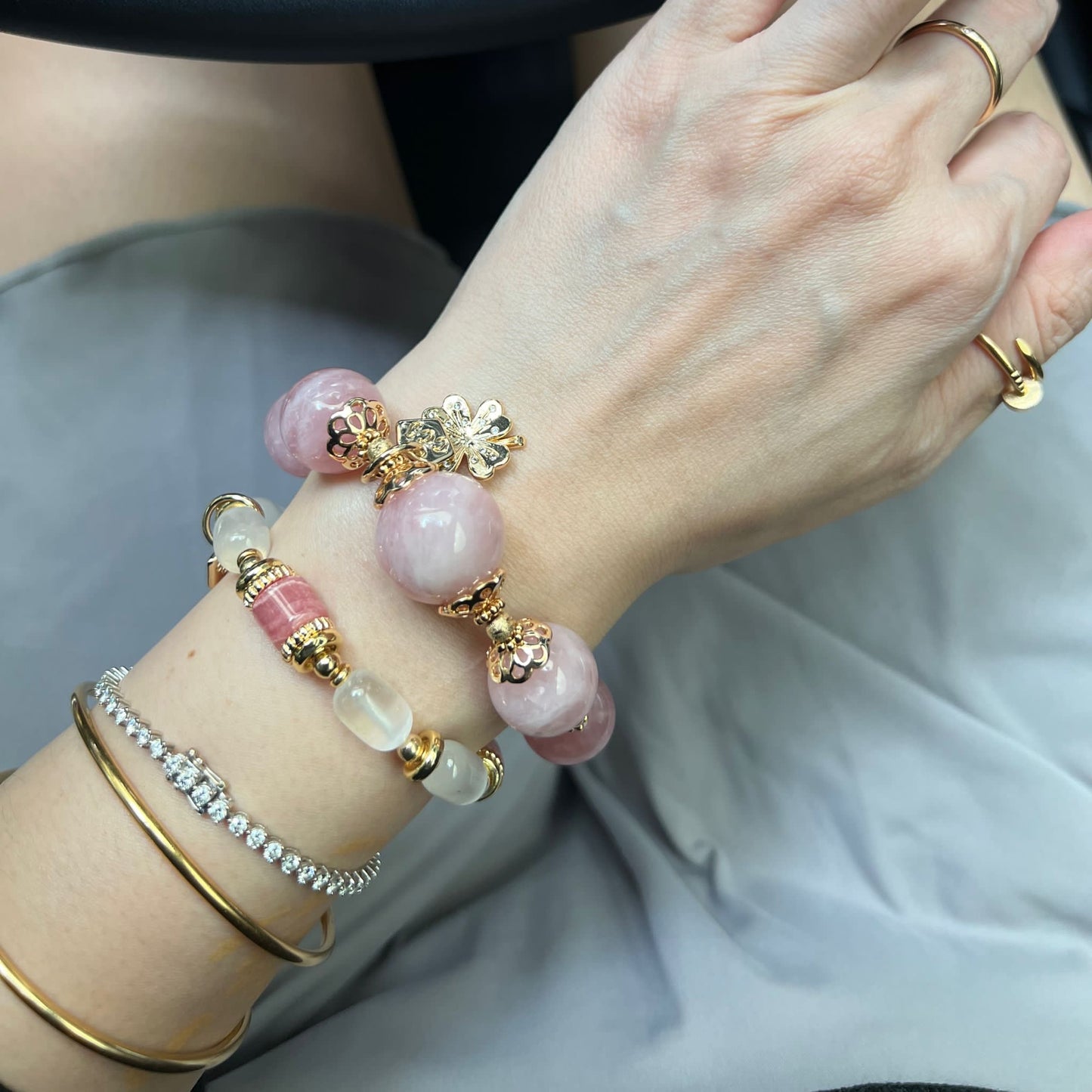 Rhodochrosite, Clarity & Love Bracelet