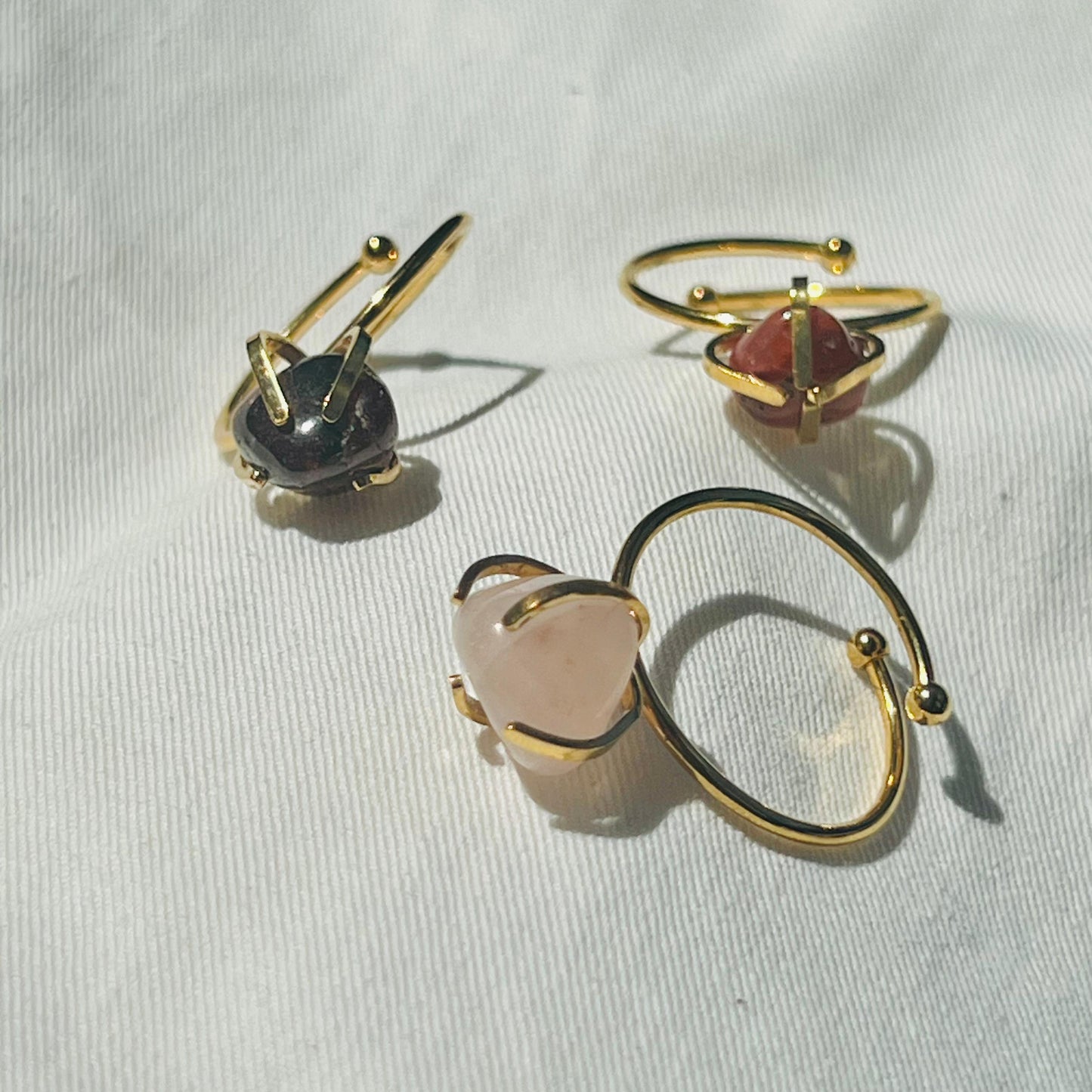 Garnet, Red Jasper & Rose Quartz Rings