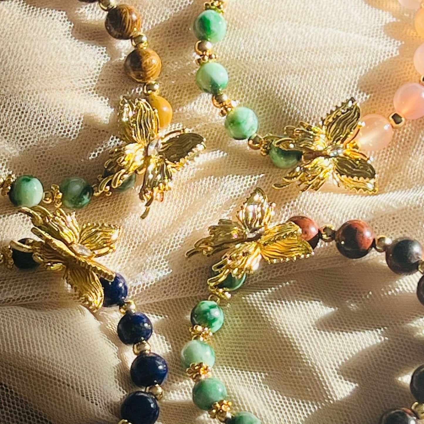 Jade & Elephant Skin Jasper Butterfly Baby Bracelet
