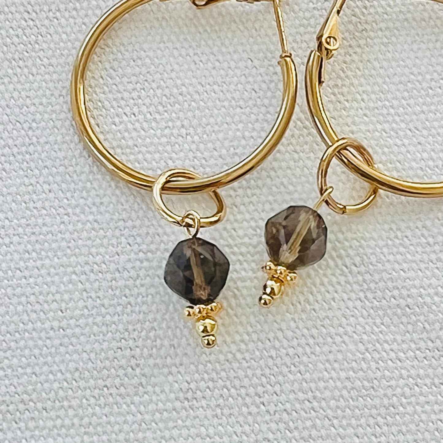 Smoky Quartz Hoop Earrings