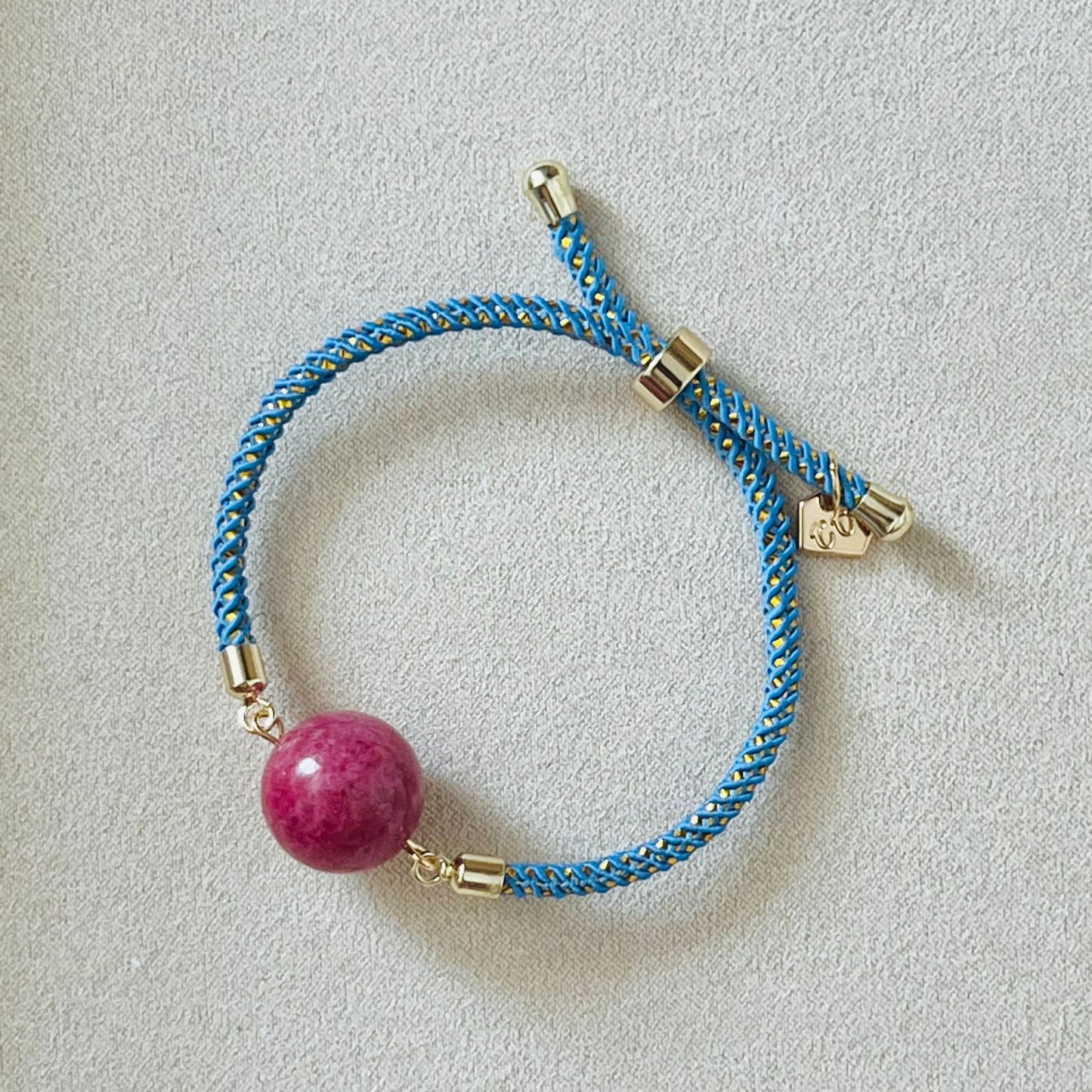 Rhodonite Girl Bracelet (Blue String)