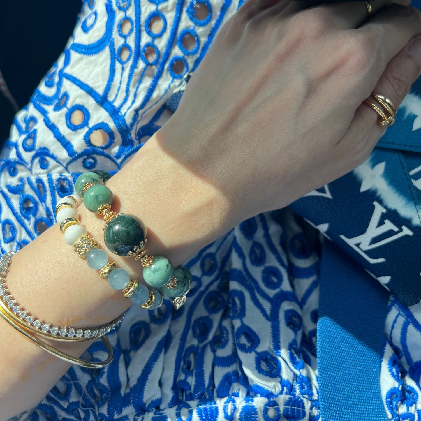 Watercolor Jade Bracelet GHW
