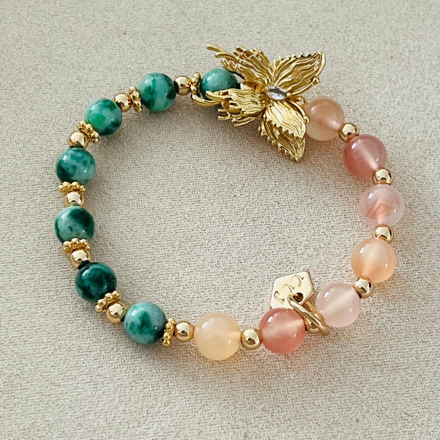 Jade & Yan Yuan Agate Butterfly Baby Bracelet