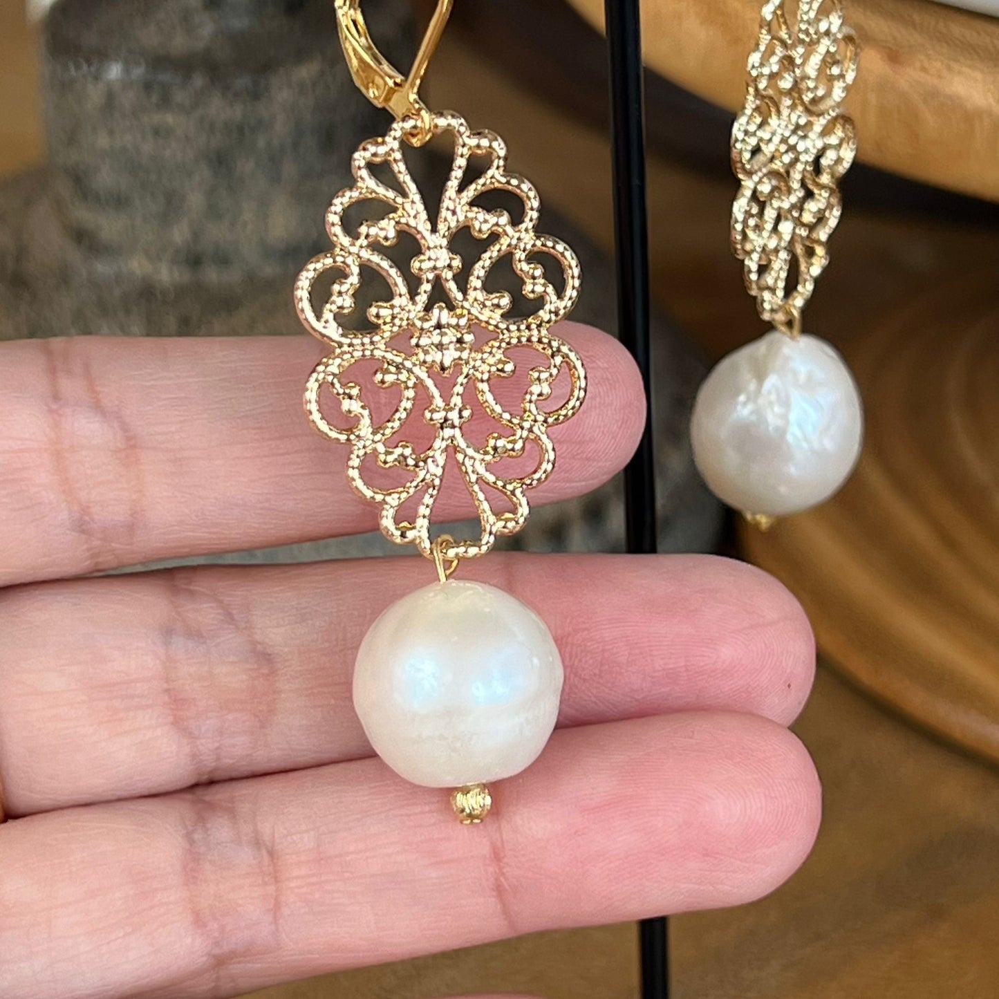Filigree Pearl Earrings