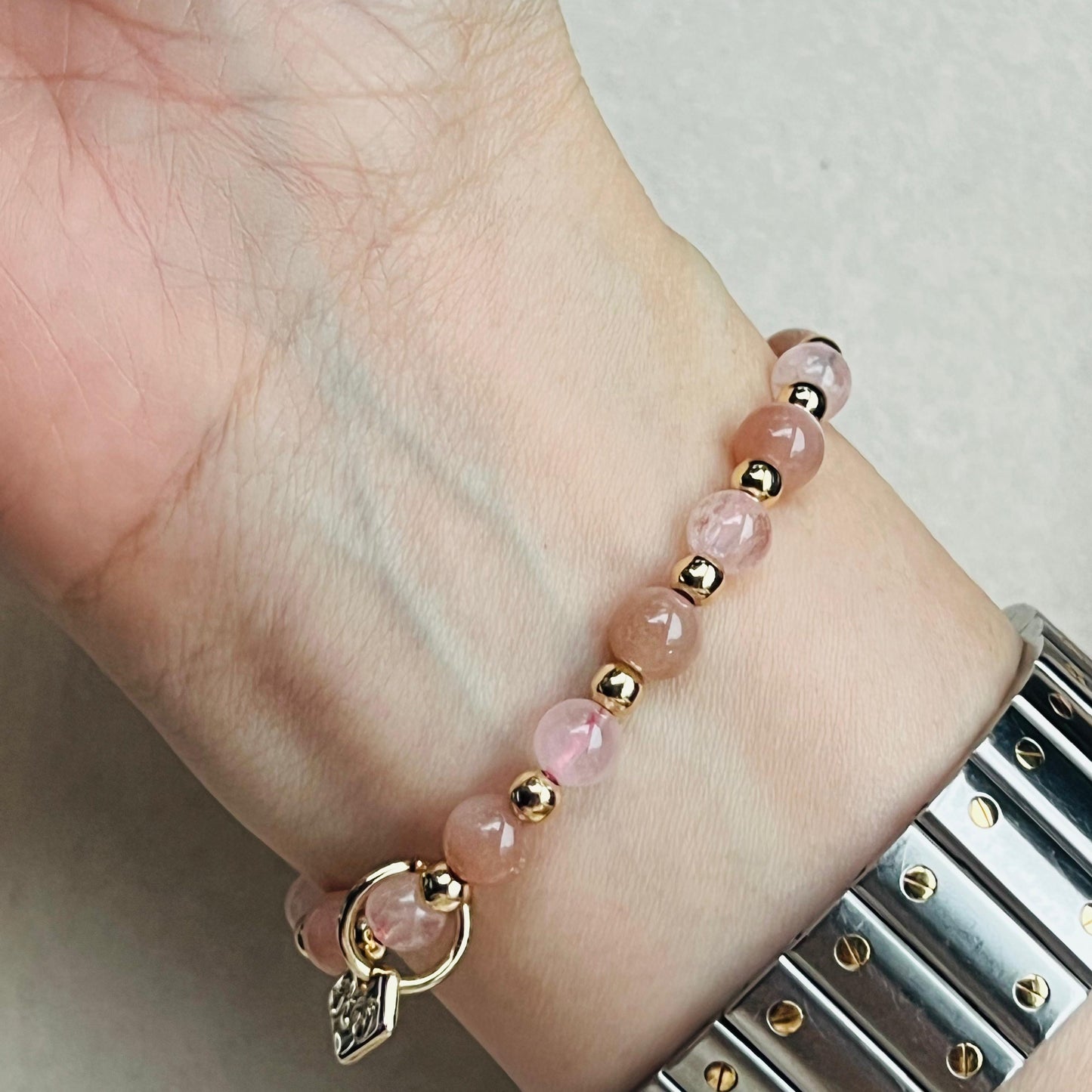 Morganite & Sunstone Cuddlies Bracelet
