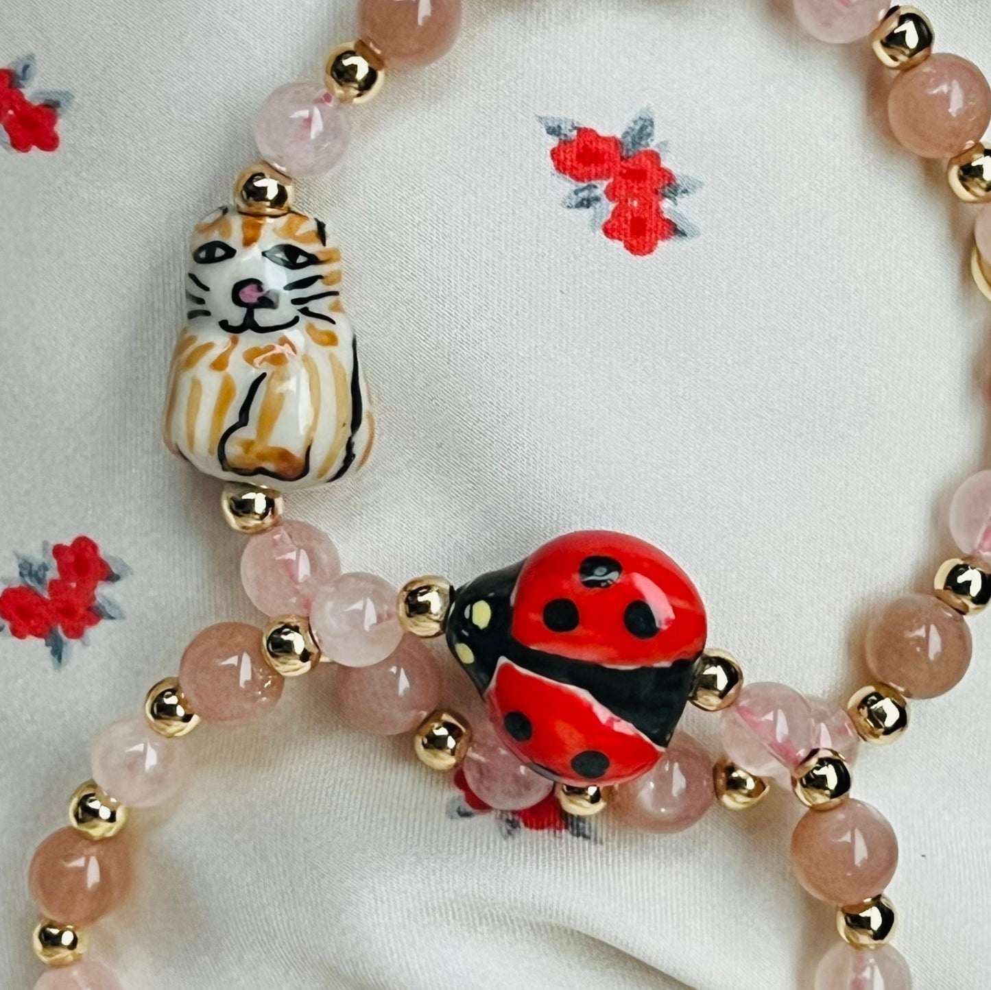 Morganite & Sunstone Cuddlies Bracelet
