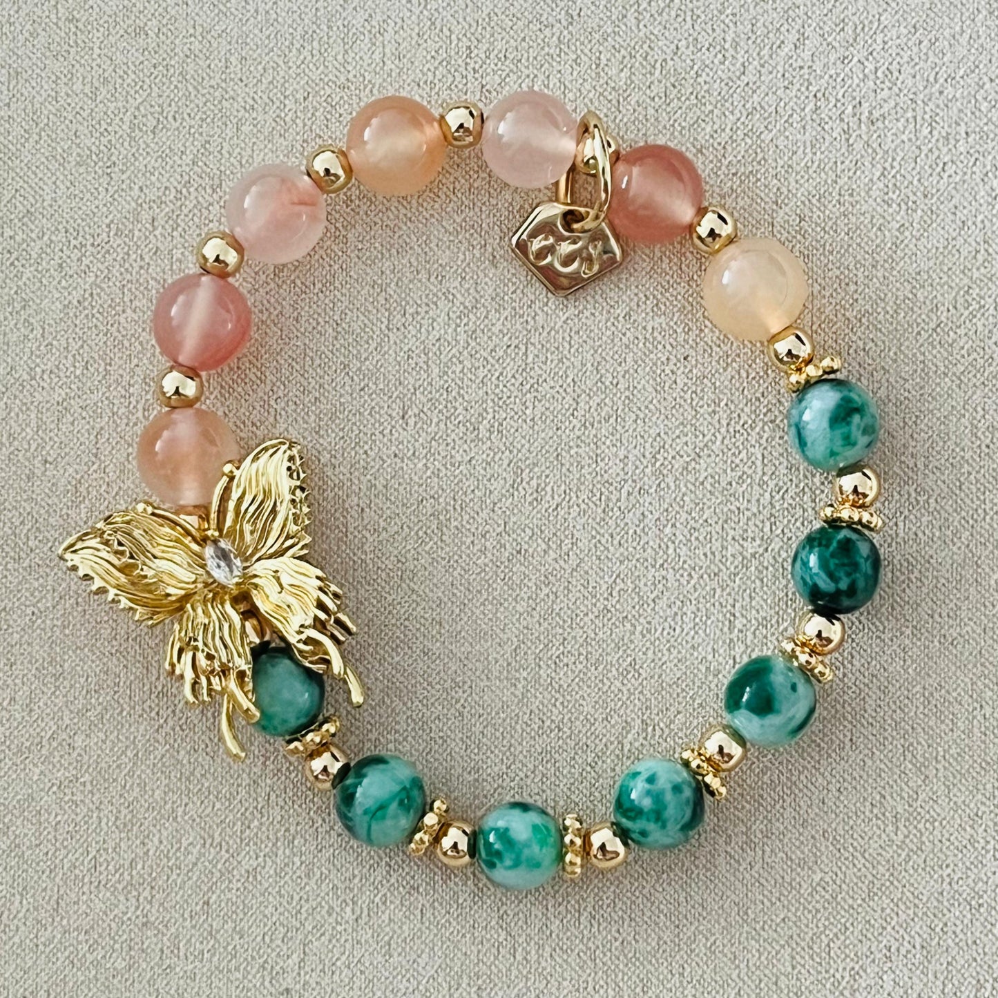 Jade & Yan Yuan Agate Butterfly Baby Bracelet