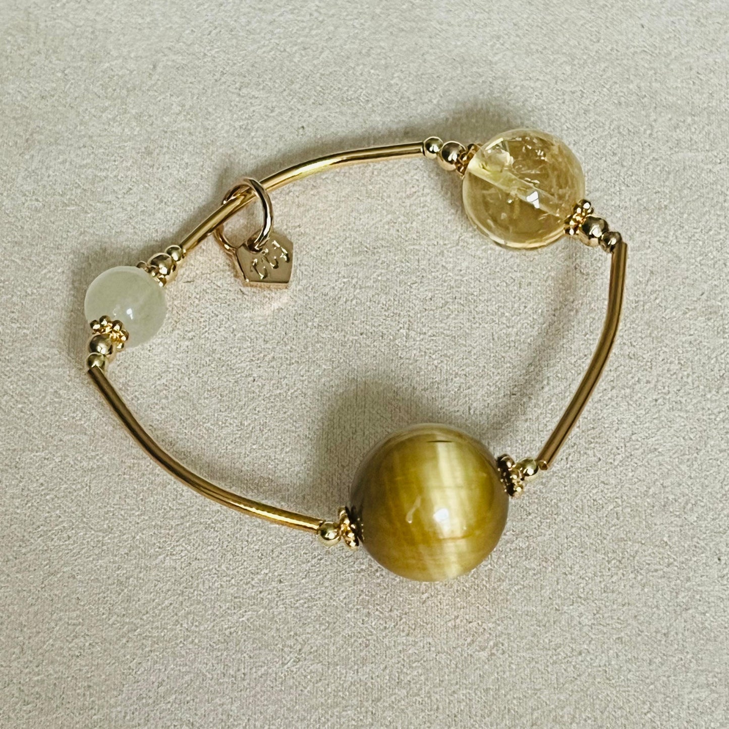 Citrine, Honey Tigereye & Libyan Desert Glass Juicy La Grace Bracelet
