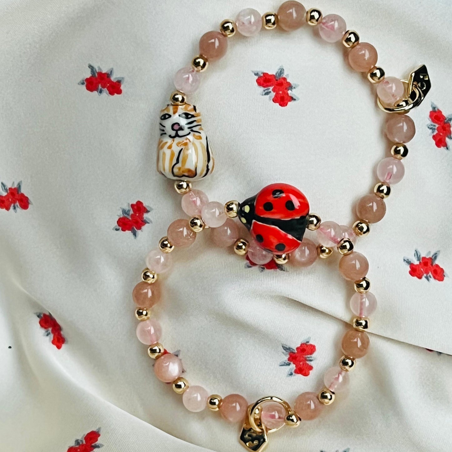 Morganite & Sunstone Cuddlies Bracelet