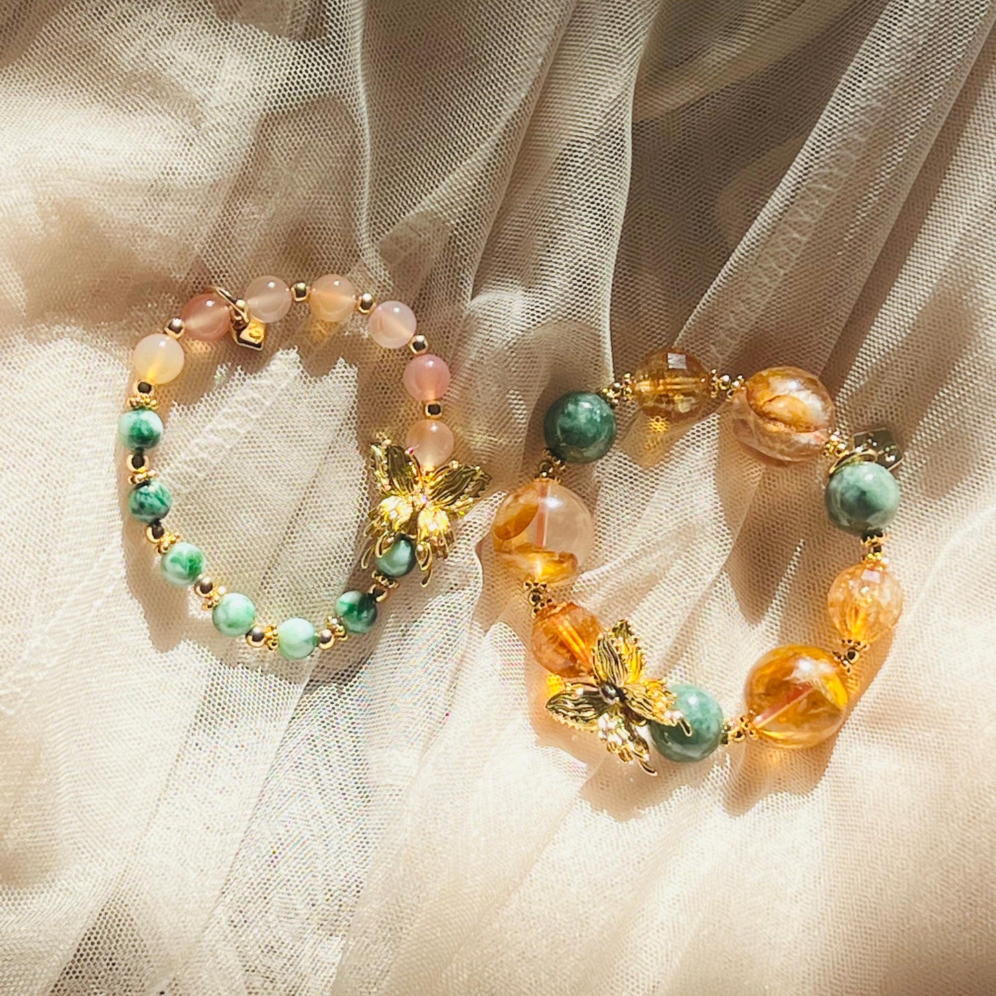 Jade & Yan Yuan Agate Butterfly Baby Bracelet