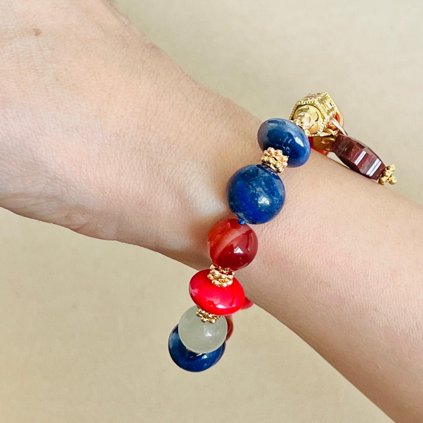 Calcite, Carnelian & Lapis Lazuli Love❤️ Bracelet
