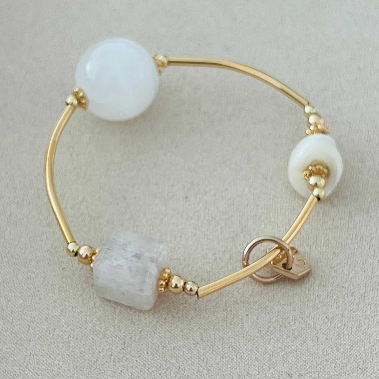 Mother Of Pearl, Selenite & White Kunzite Juicy La Grace Bracelet