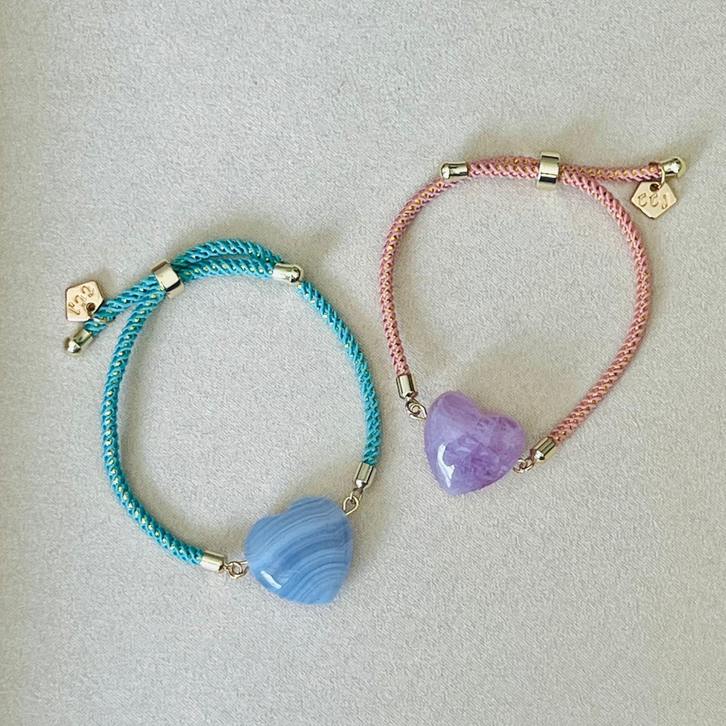 Blue Lace Agate Heart Girl Bracelet