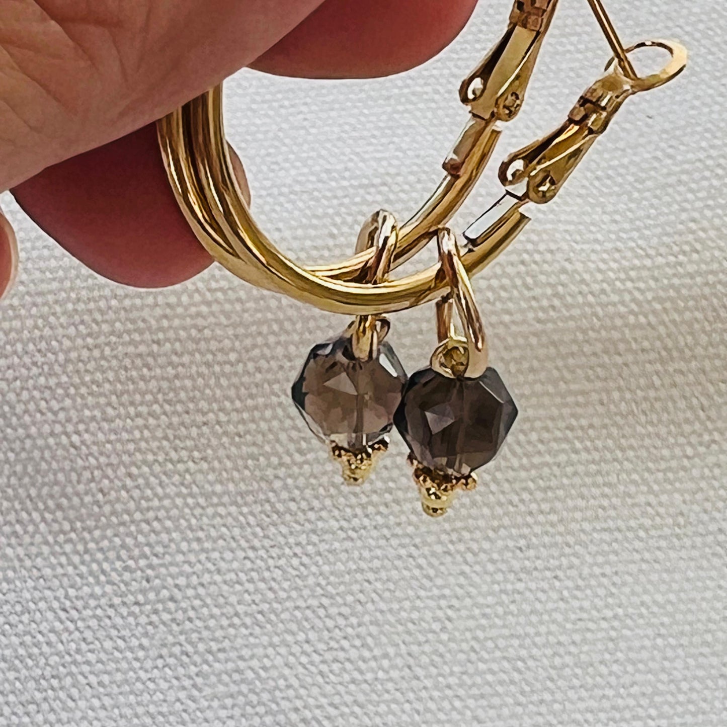 Smoky Quartz Hoop Earrings
