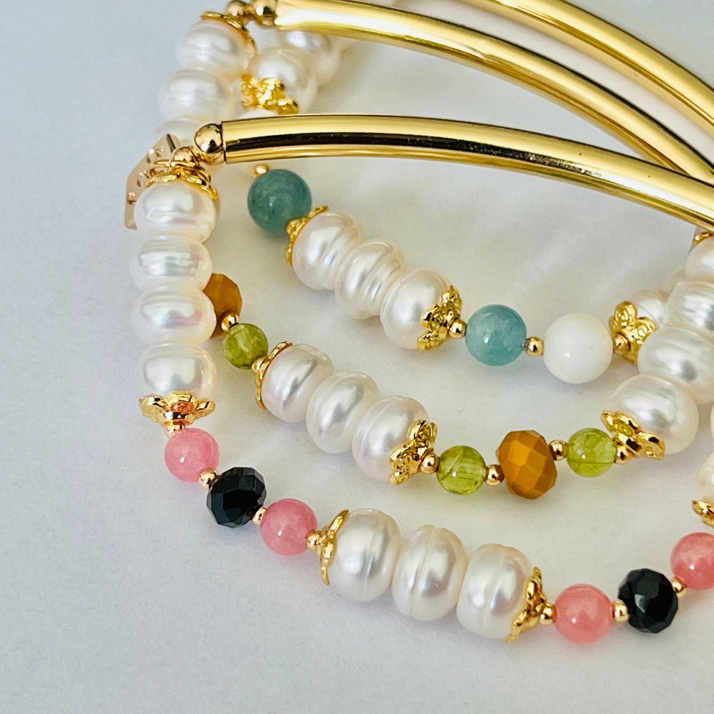 Pearls & Rhodochrosite Diadem Bracelet