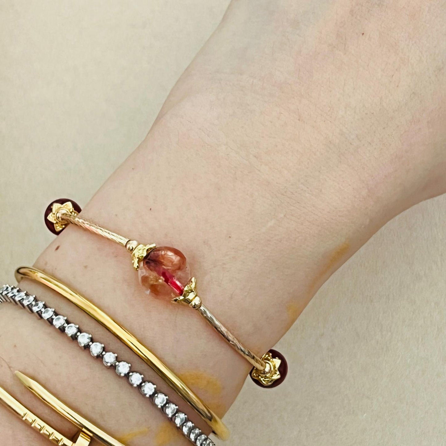 Red Hematoid & Red Agate La Grace Bracelet