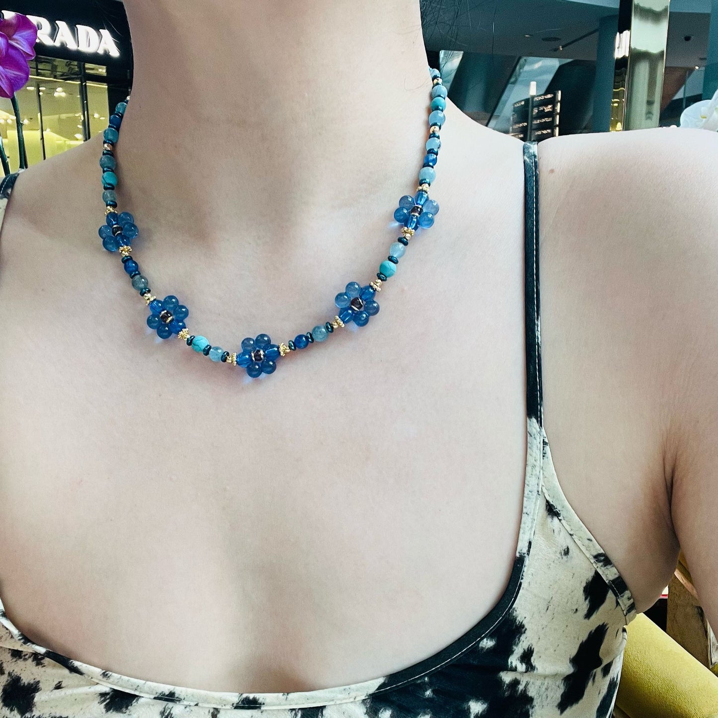 Blessing Blue Flower Necklace