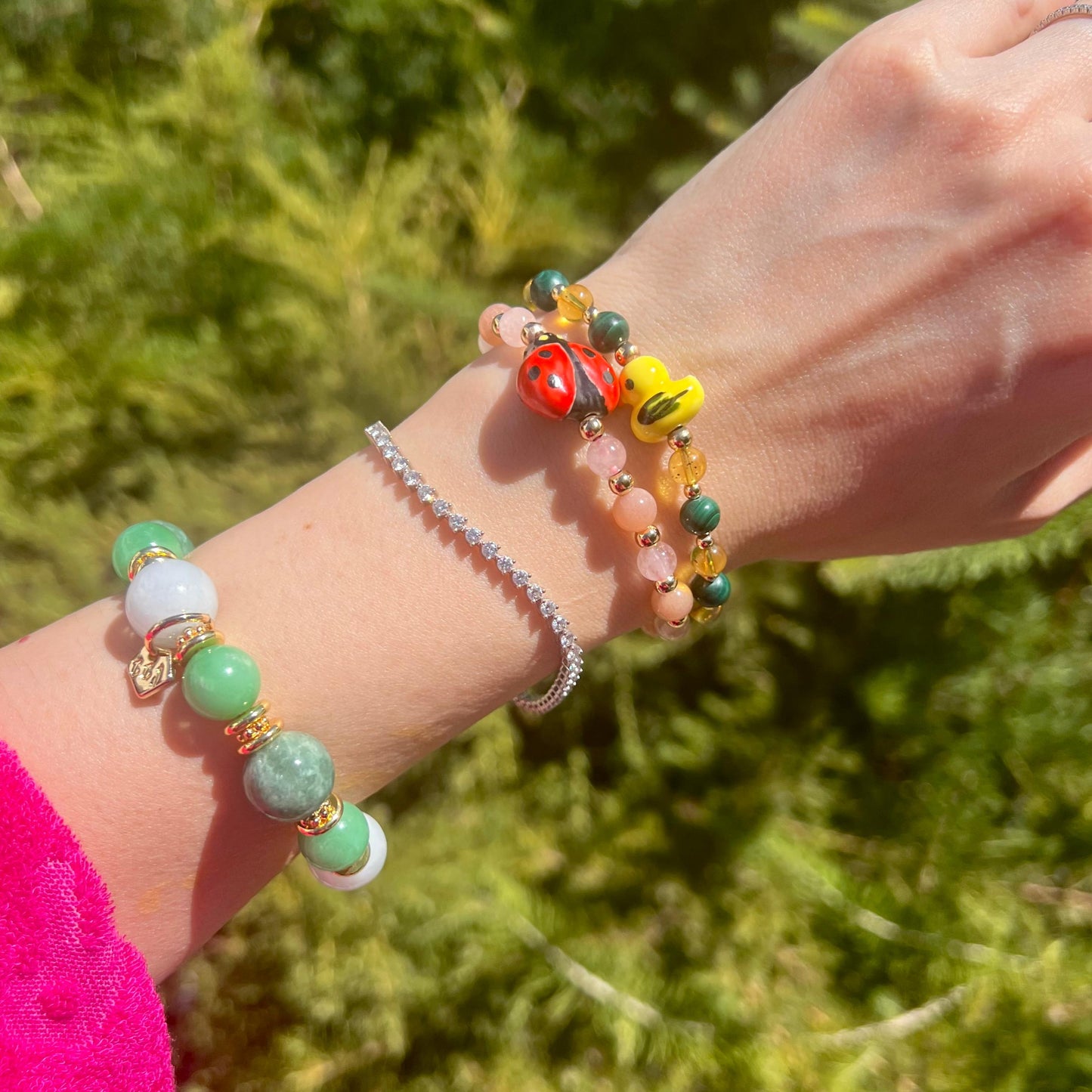 Blue Amber & Malachite Faithful Duckie Bracelet