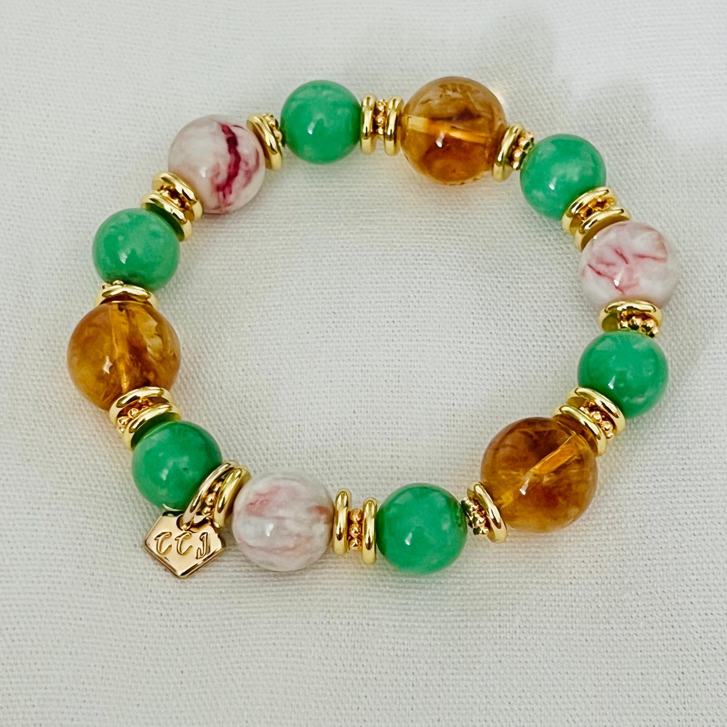 Cinnabar In Quartz, Citrine & Variscite Juicy Bracelet